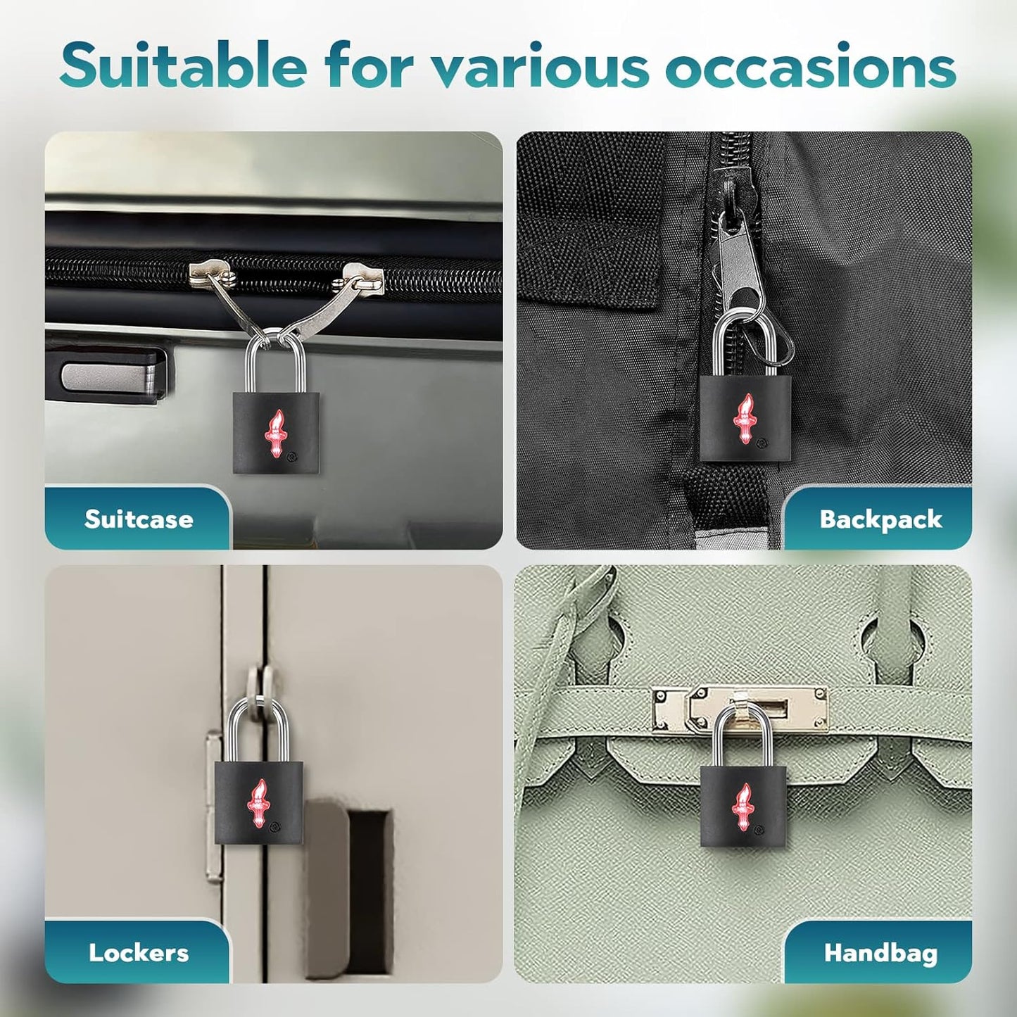 TSA Approved Locks for Luggage Set of 8 TSA Accepted Key Travel Suitcase Locks Padlock Apply to Locker Lock, Suitcase, Carry On, Backpack, Laptop Bag (Black 8 Pack)
