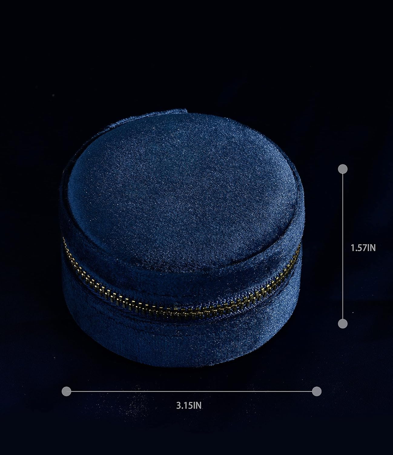 TAIMY Velvet Travel Jewelry Box, Round Small Travel Jewelry Case for Women Girls, Portable Mini Jewelry Travel Organizer Boxes for Rings Earrings Necklaces Bracelets(Navy Blue) 3.15x3.15x1.57in