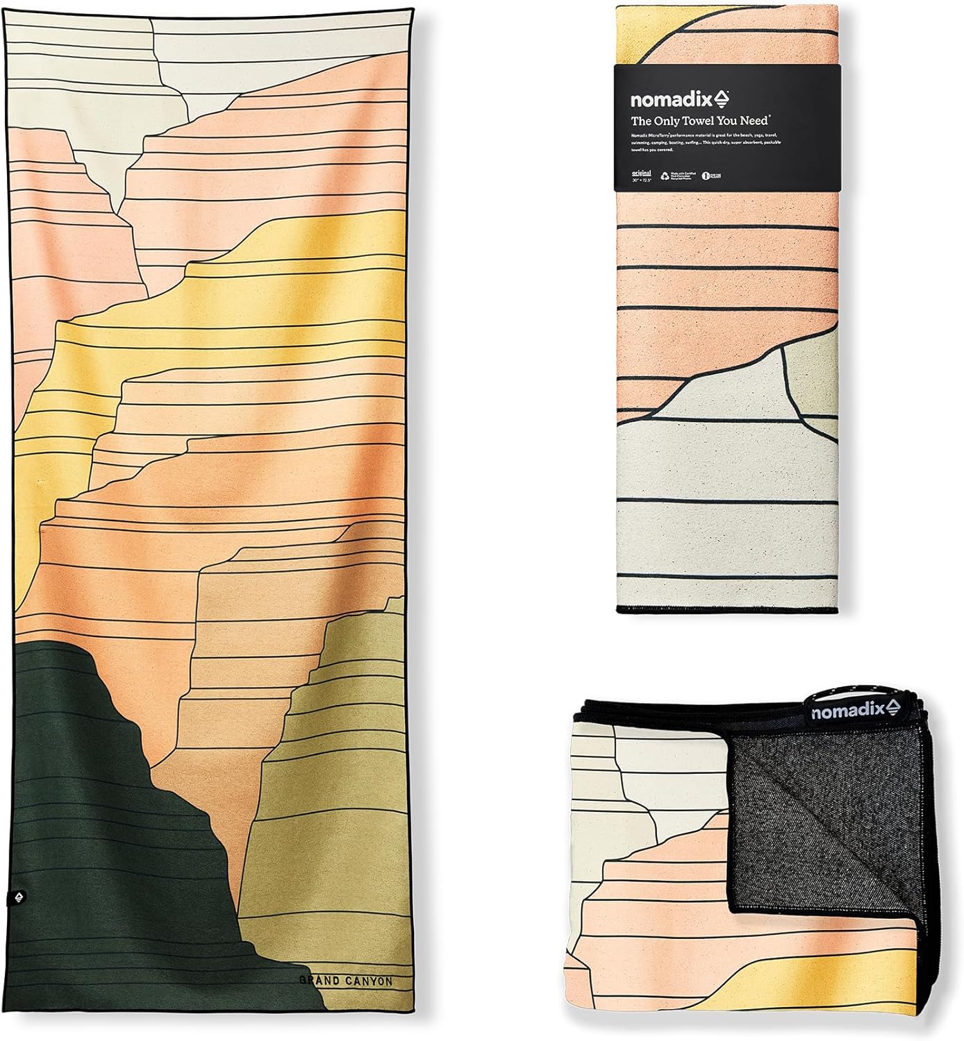 Nomadix Original Towel - Perfect for Beach, Pool, Travel, Camping, Yoga - Made with Recycled Materials - Super Absorbent - Sand Resistant