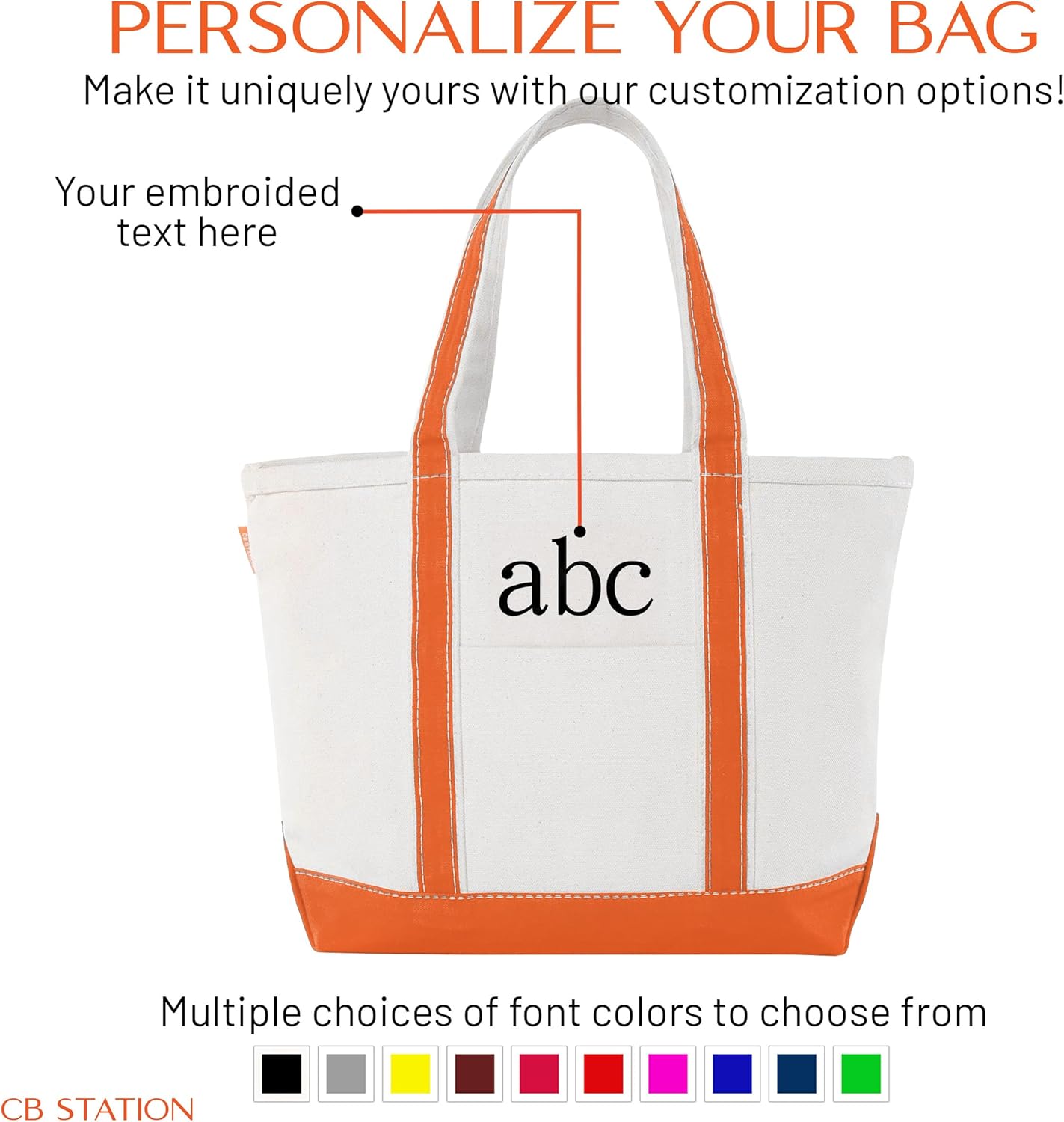 CB STATION Medium Classic Canvas Tote Bag for Women, Top Zipper Closure, Outer Pocket, Daily Essentials, Groceries, Traveling