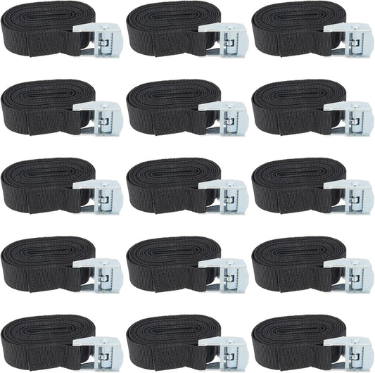 JOIKIT 15 Pack 6.5 Feet x 1 Inch Lashing Straps, Cam Buckle Tie Down Strap up to 660 Lbs for Kayak, Truck, Cargo, Car Roof Rack, Boat, Luggage
