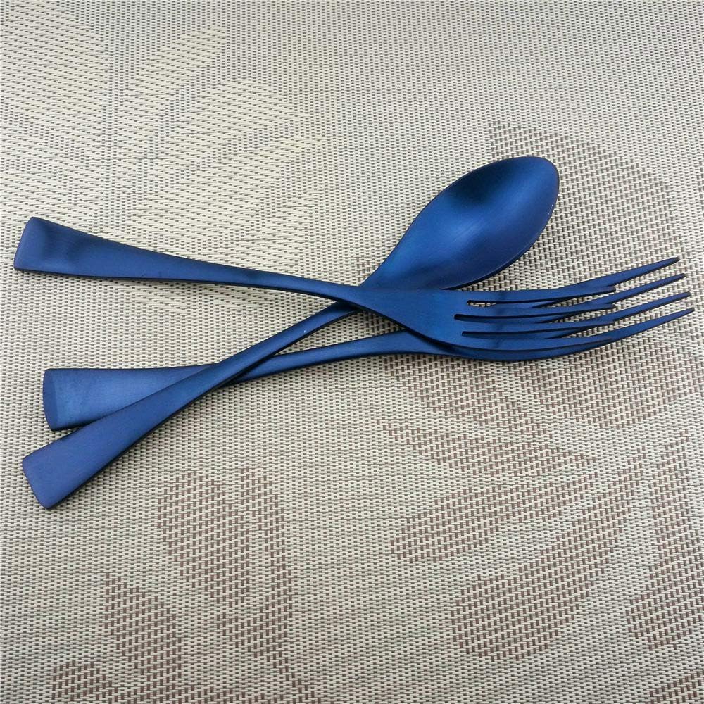 6-Piece Flatware Set,Extra Thick Heavy Duty - 18/10 Stainless Steel Cutlery Sets,High Matte Blue Finish Silverware Flatware Sets Service for 1, Use for Home,Kitchen Utensil Set