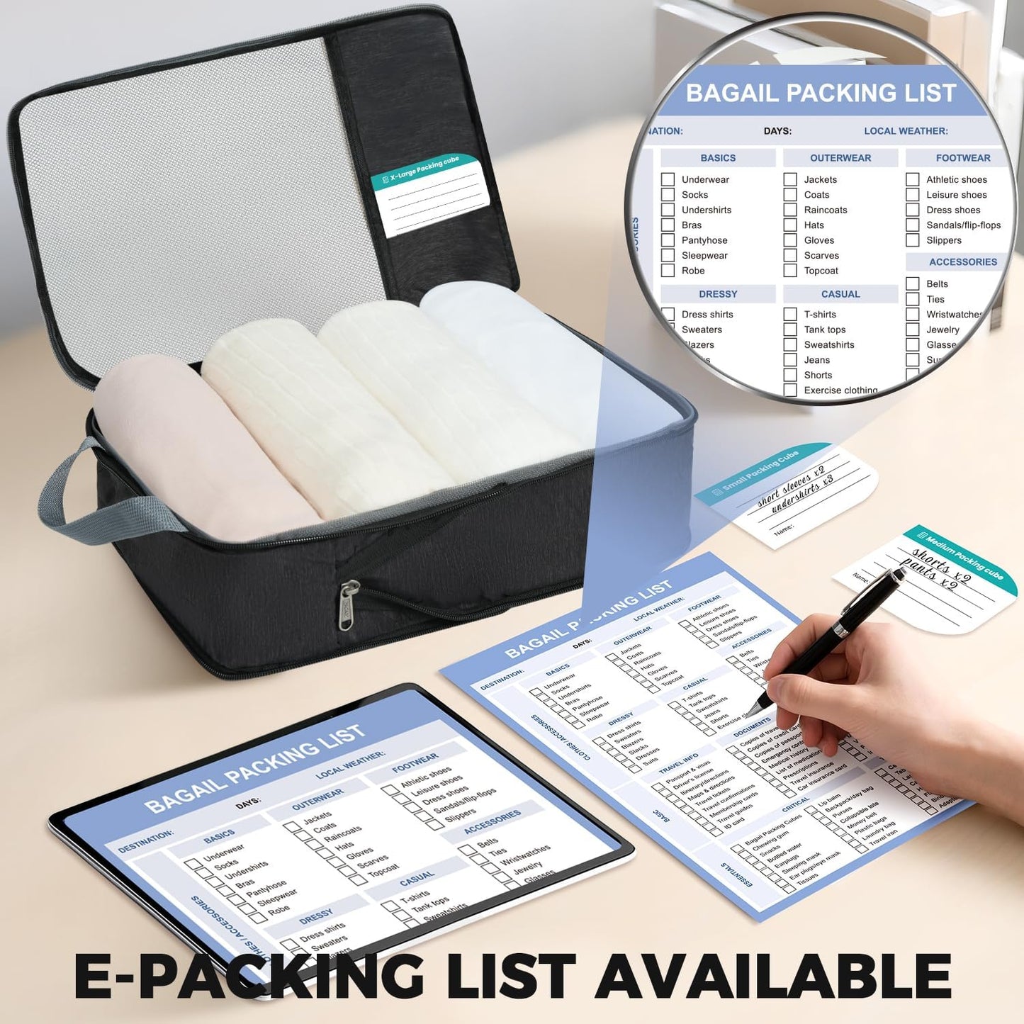 BAGAIL 6 Set/4 Set Lightweight Compression Packing Cubes for Travel, Anti-Tearing Expandable Organizer Bags for Suitcase