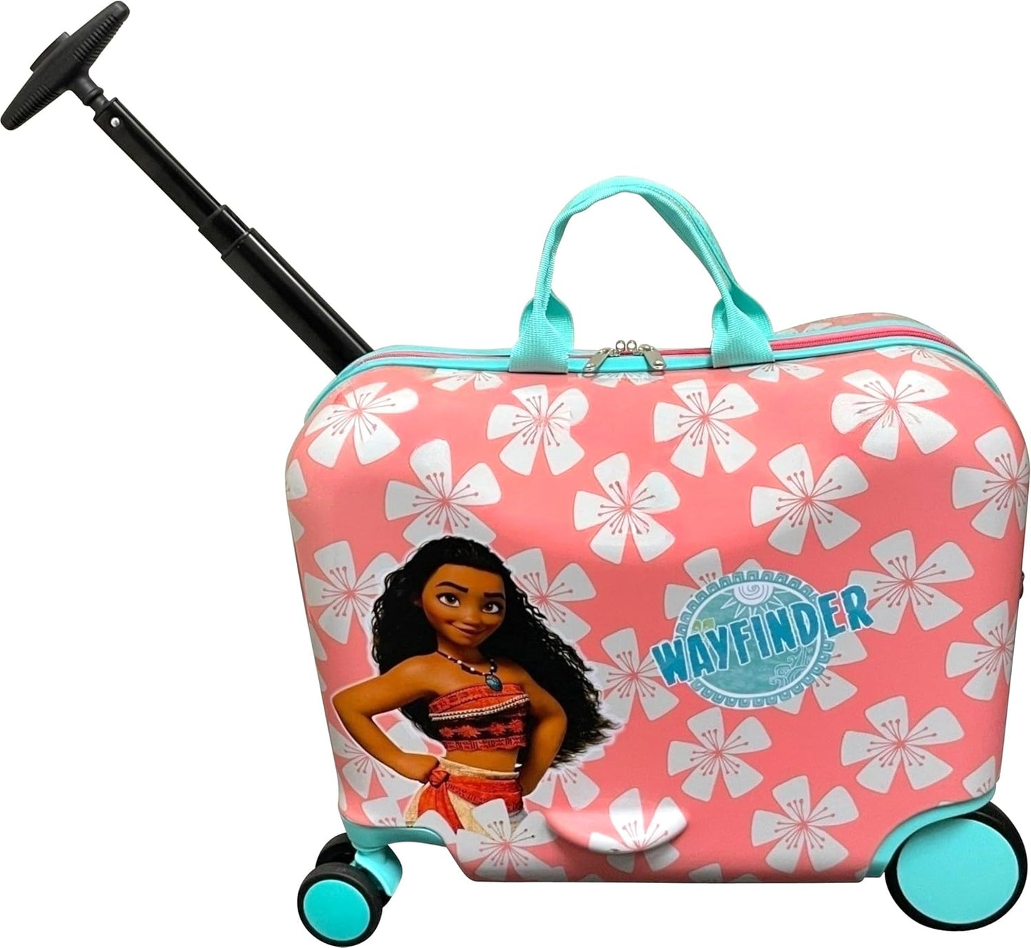 Fast Forward Ride-On 18" Suitcase For Kids/Tow-Along Toddler Carry-On Luggage With Wheels (Moana)