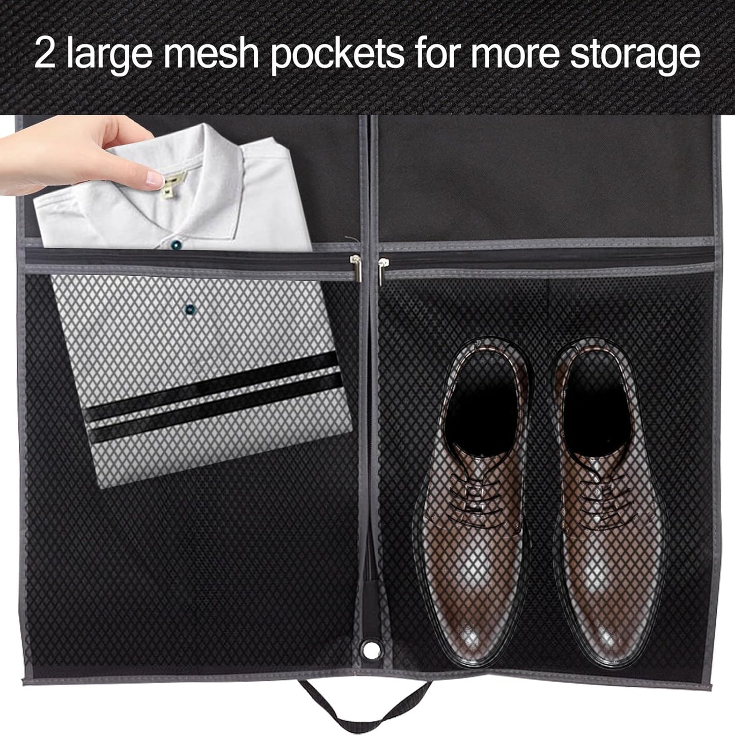 3 Pack 43" Garment Bags for Travel and Storage, Suit and Dress Bags with Duffle Design, Ideal for Hanging Clothes, Blazers, Dresses, Coats, and Wardrobes