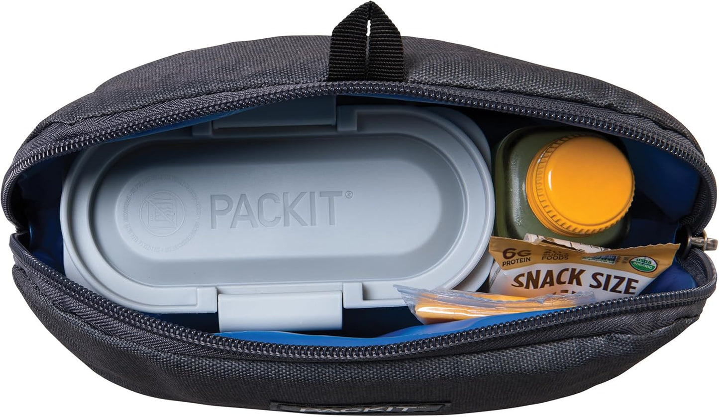 PackIt® Freezable Snack Bag, City Charcoal, Built with ECOFREEZE® Technology, Foldable, Reusable, Zip Closure, Designed For Keeping Snakcs Fresh On the Go, and Adults of all Ages