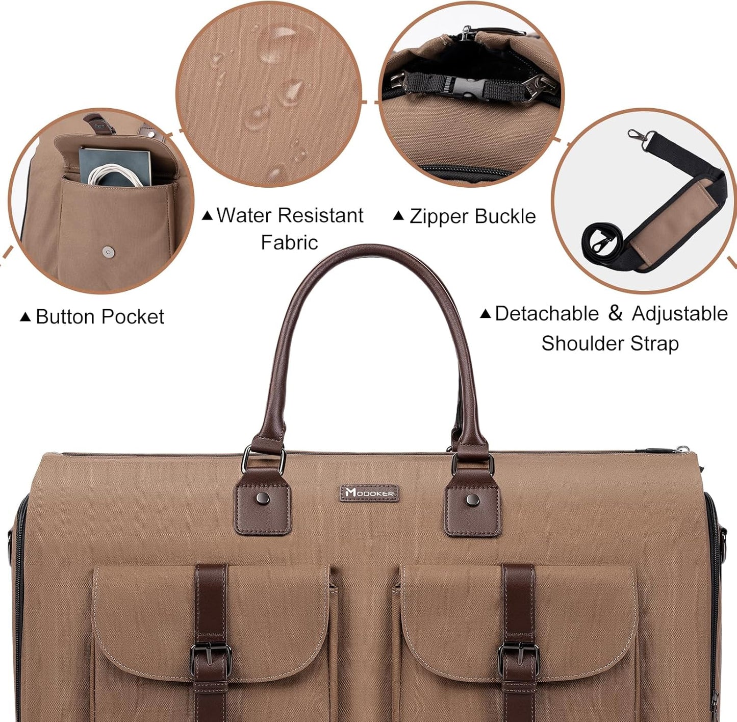 Modoker Garment Convertible Weekender Bag,Carry on Canvas Garment Duffle Bag Heavy Duty Overnight Bags for Men Women