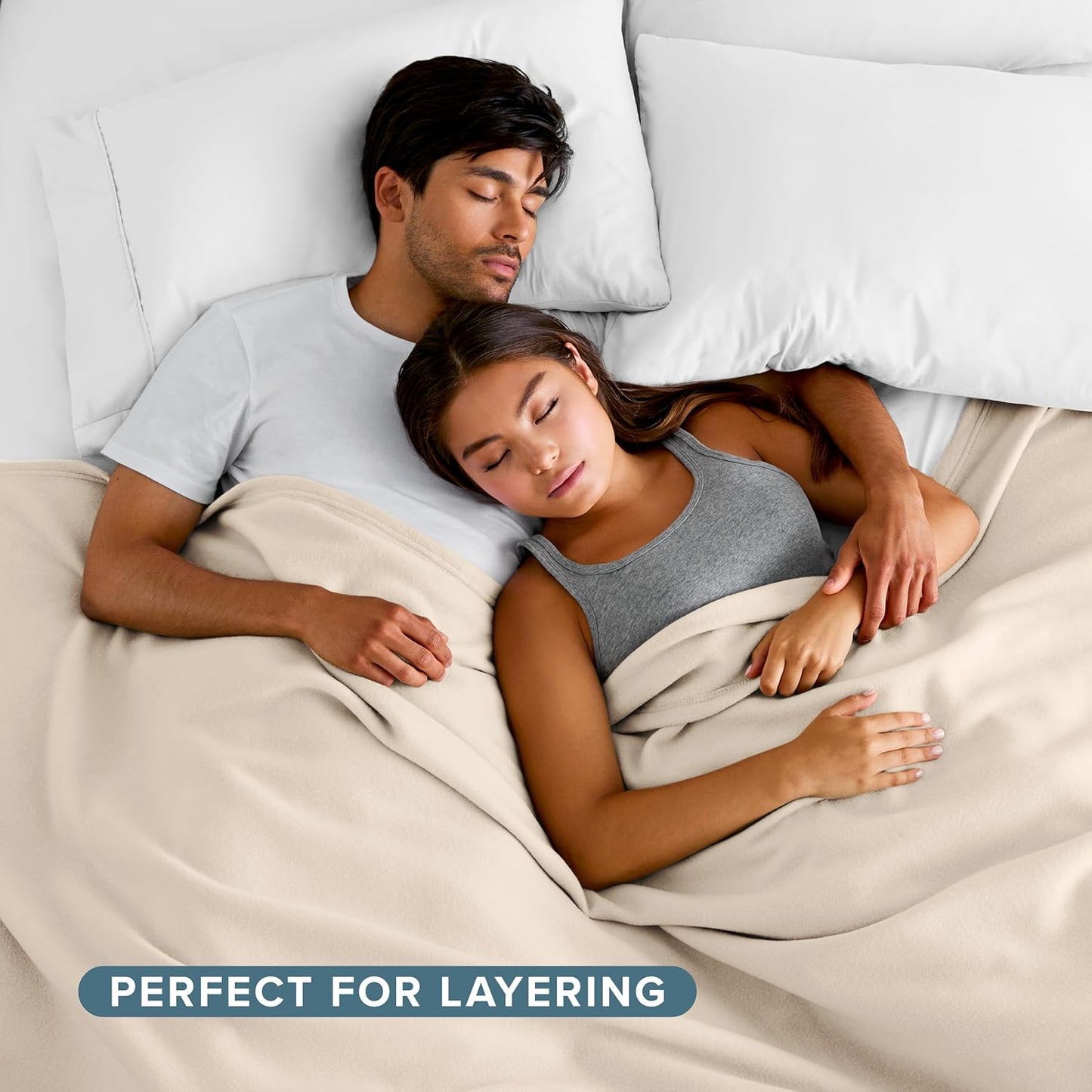 Bare Home Lightweight Polar Fleece Blanket Sand Full/Queen