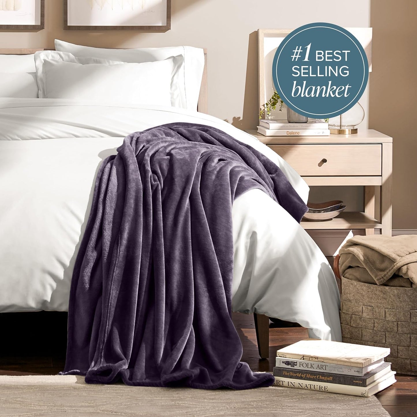 Bare Home Fleece Blanket - Twin/Twin Extra Long - Ultra-Soft Lightweight for Bed, Sofa, and Couch - Luxury Microplush - Cozy Warm Blanket (Twin/Twin XL, Eggplant)