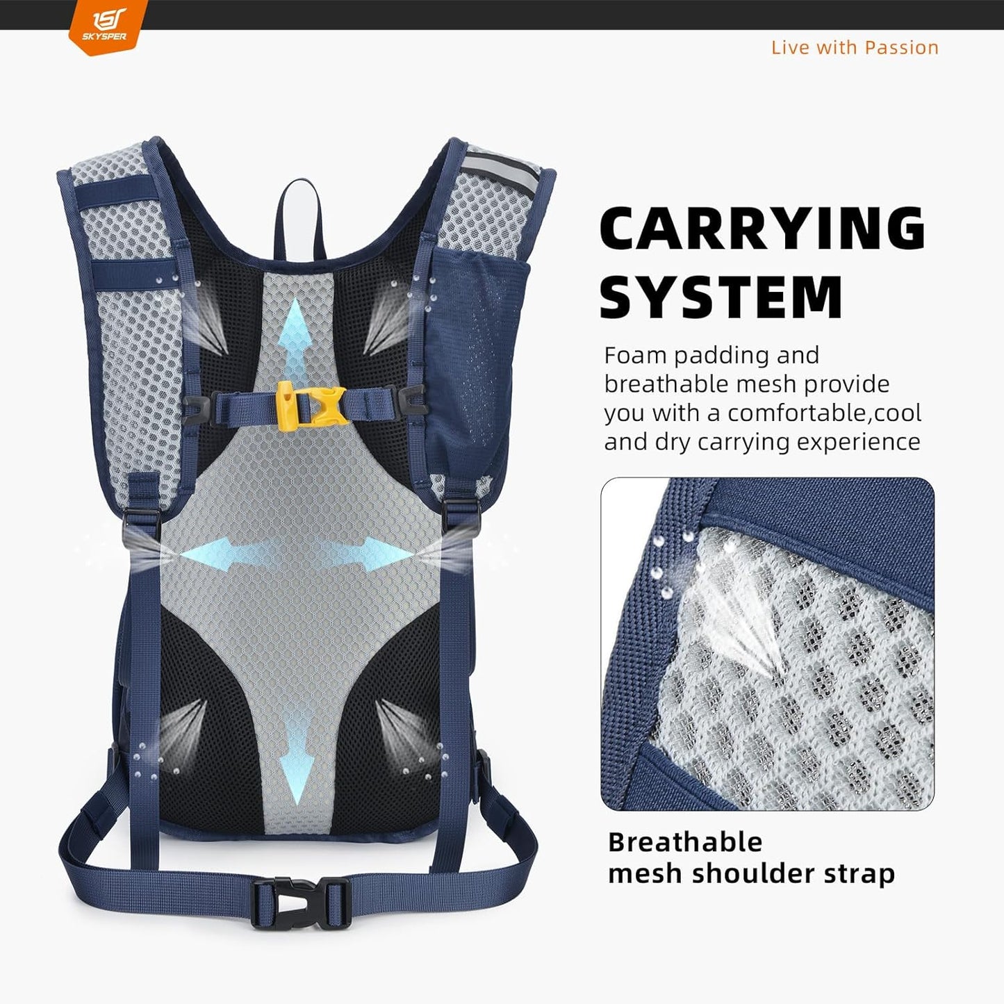 SKYSPER Small Hiking Backpack - 15L Travel Daypack Lightweight Bag Water Resistant Hiking Backpacks for Women Men