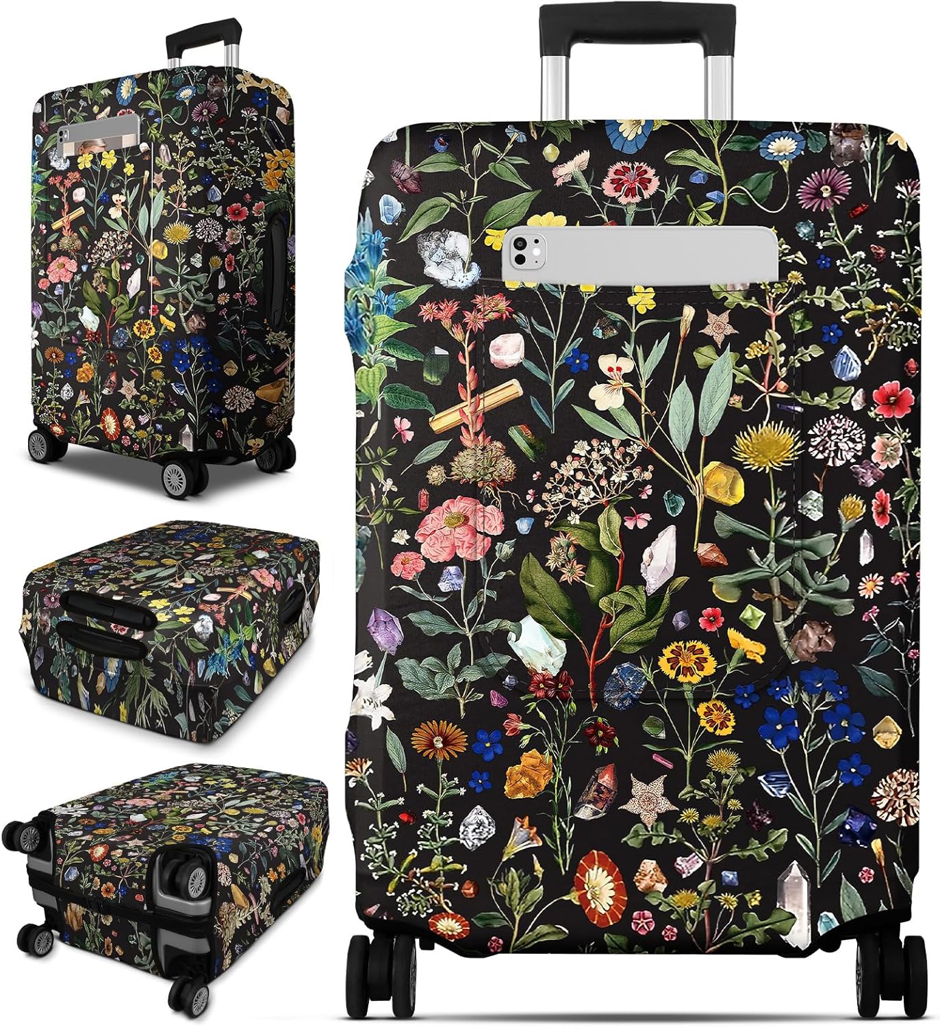 Slohif Luggage Cover for Suitcase Tsa Approved Protector - Luggage Sleeve Large Suit Case Cover Travel Stretch Baggage Case Protective Washable Fit 21-23 Inch Flower S