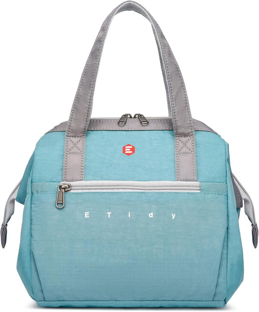 ETidy Fashionable & Lightweight Reusable Lunch Bag Large Capacity Waterproof & Leak Proof Lunch Box Insulated Cooler Lunch Tote For Women Adult To Work Travel Outdoor(Blue)