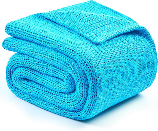 L'AGRATY Knitted Weighted Blanket - 48"x72" 12lbs Cooling Chunky Knit Heavy Blanket for Adults Braided Crochet Throw Thick Cable Yarn Knit Decorative No Beads Evenly Weighted Machine Washable