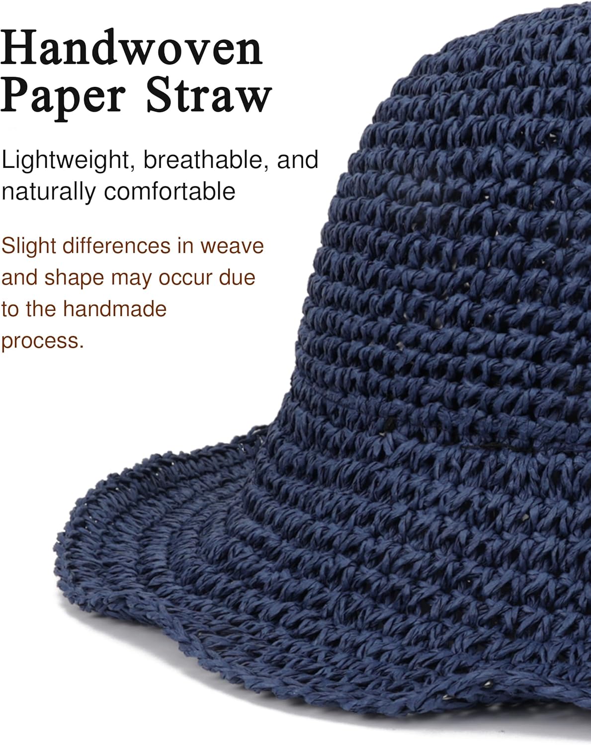 Womens Wide Brim Straw Sun Hat Foldable Floppy Crochet Beach Hat for Summer