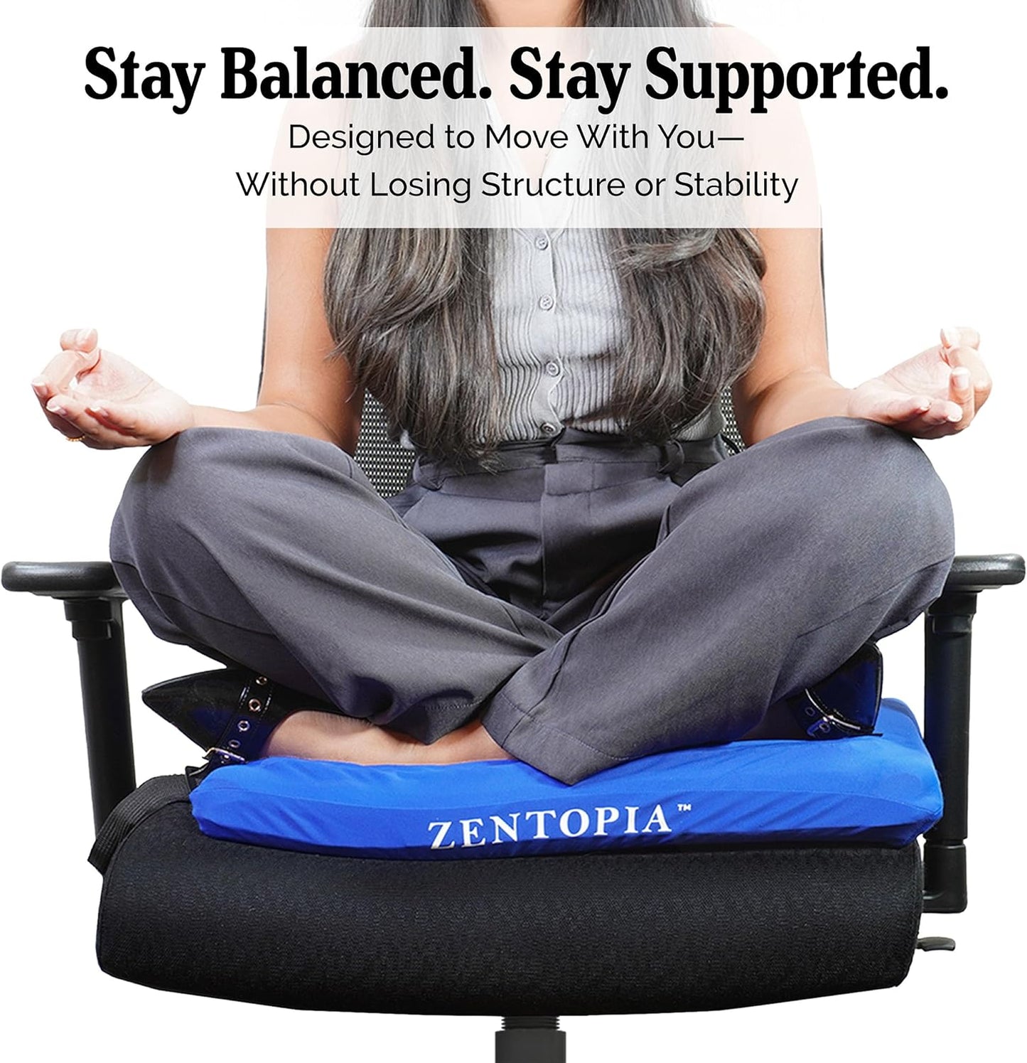 Gel and Memory Foam Seat Cushion – Office – Ergonomic Cushion Pad for Tailbone Pain - Desk Chair Car Seat Cushion Driving - Sciatica & Back Pain Relief (Blue)