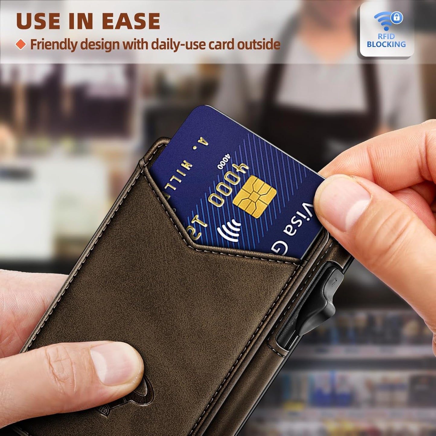 BULLIANT Men Wallet,Money Clip Wallet Slim For Gift Men 9Cards-Metal Credit Card Case in Magnetic Leather Flip