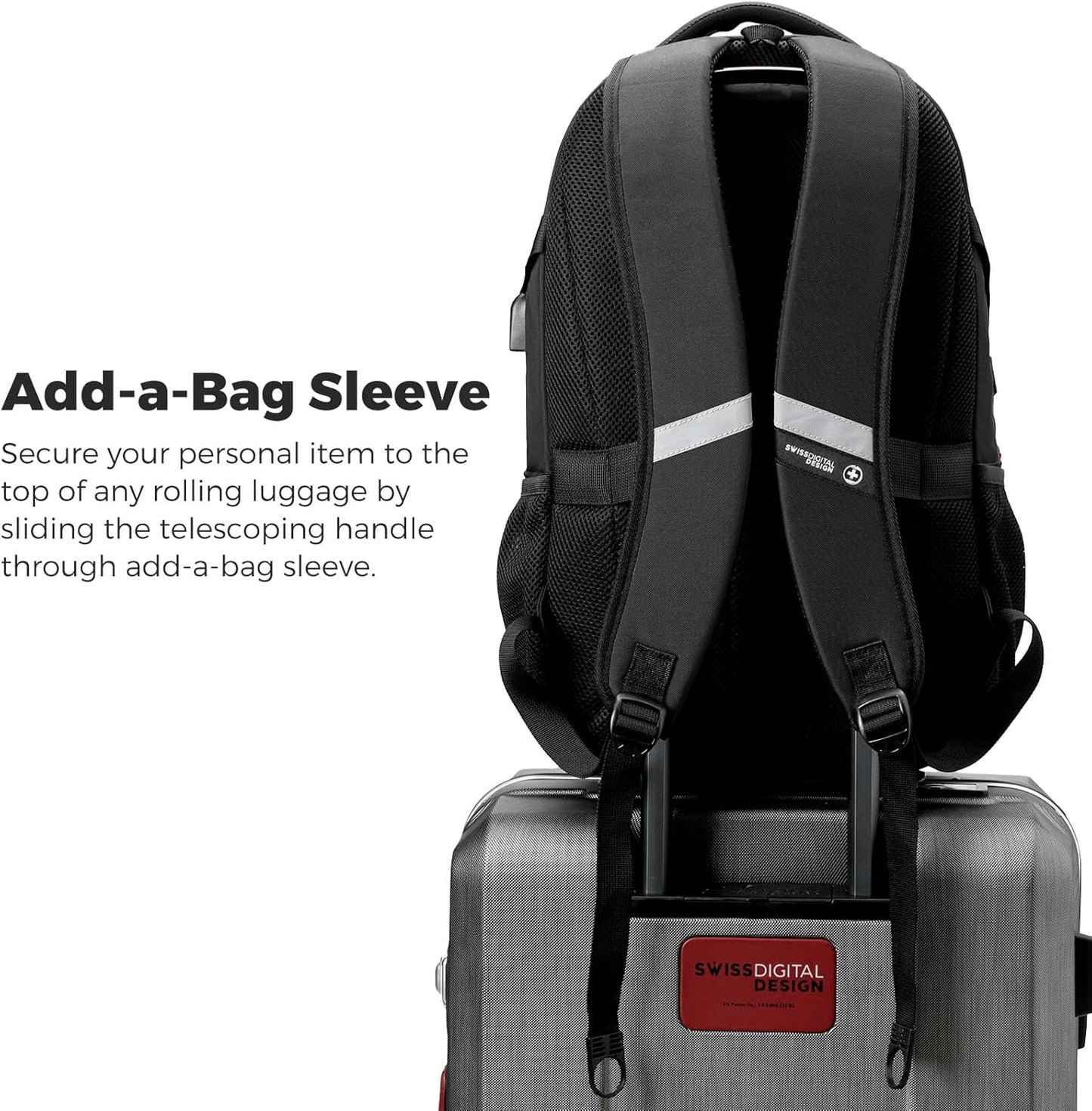 Swissdigital Laptop Backpack with USB Charging Port, Travel Backpack Fits 15.6 inches Computer, 31L Backpack for Men | SD803