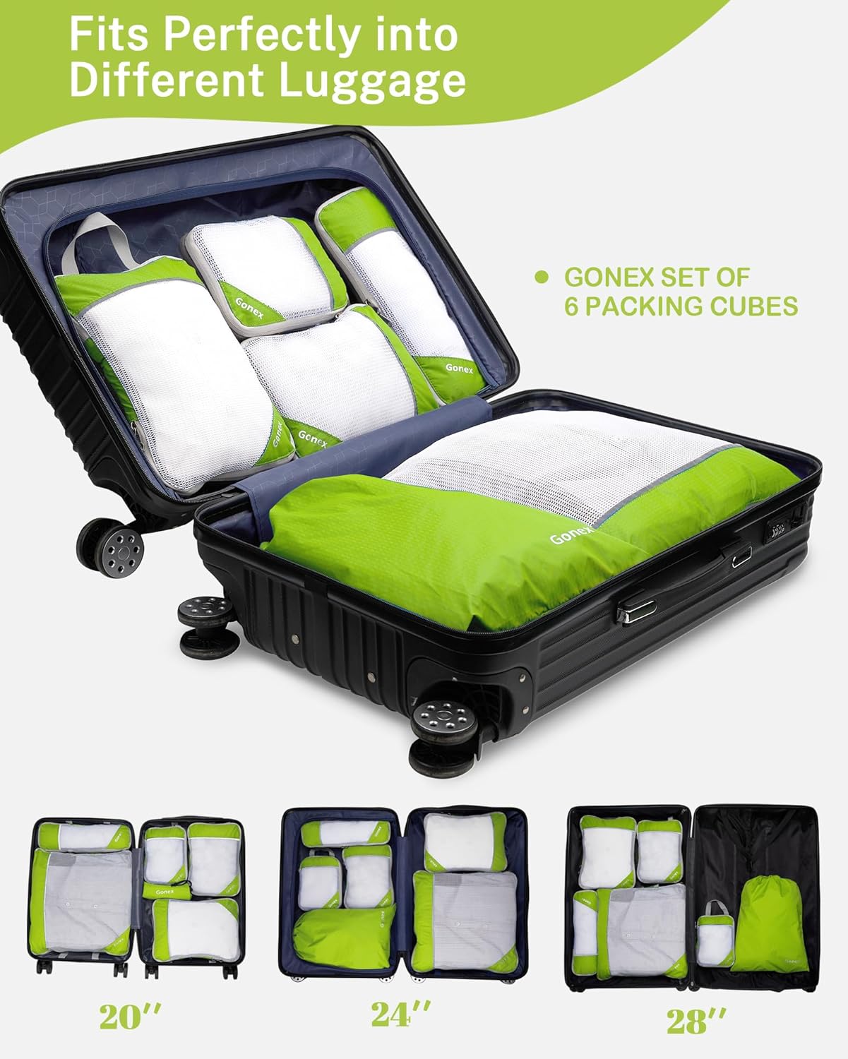 Compression Packing Cubes, Gonex Extensible Storage Mesh Bags Organizers