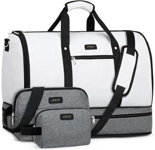Garment Duffle Bag for Travel - Convertible Carry on Garments Duffel Bags Travel Bag for Women Men Large Weekender Bag with Shoes Compartment 3 in 1 Hanging Clothes Suit Dress Bag 3pcs Set