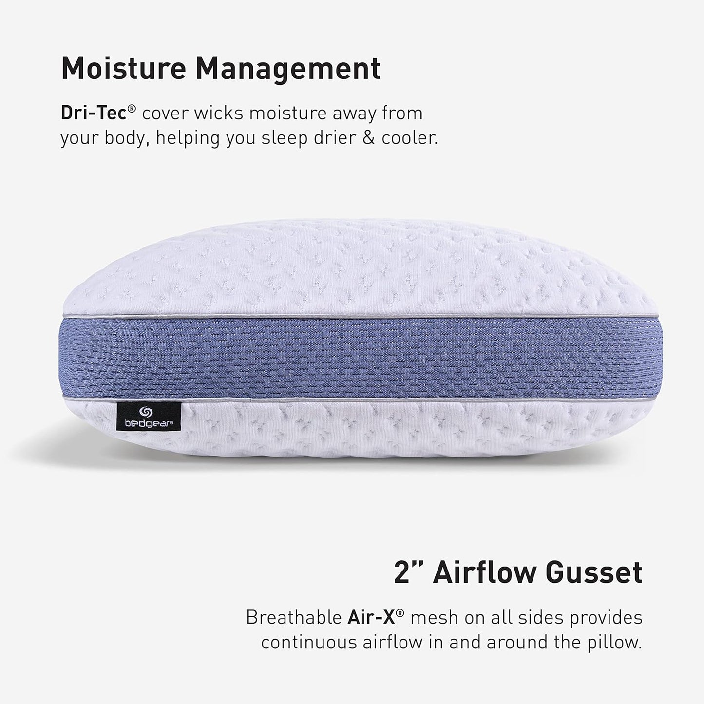 Bedgear Balance Cuddle Curve Performance Pillow - Size 2.0 - Moisture-Wicking Pillow for Side Sleepers - Medium Firmness Bed Pillow- Hypoallergenic, Washable Removable Cover - 20" W x 26" L x 5.75" H