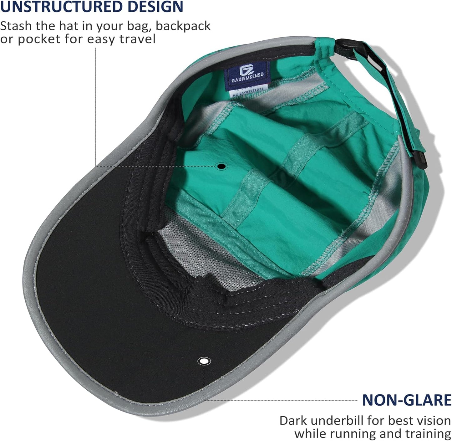 GADIEMKENSD Reflective Folding Outdoor Hat Unstructured Design UPF 50+ Sun Protection Sport Hats for Womens and Mens