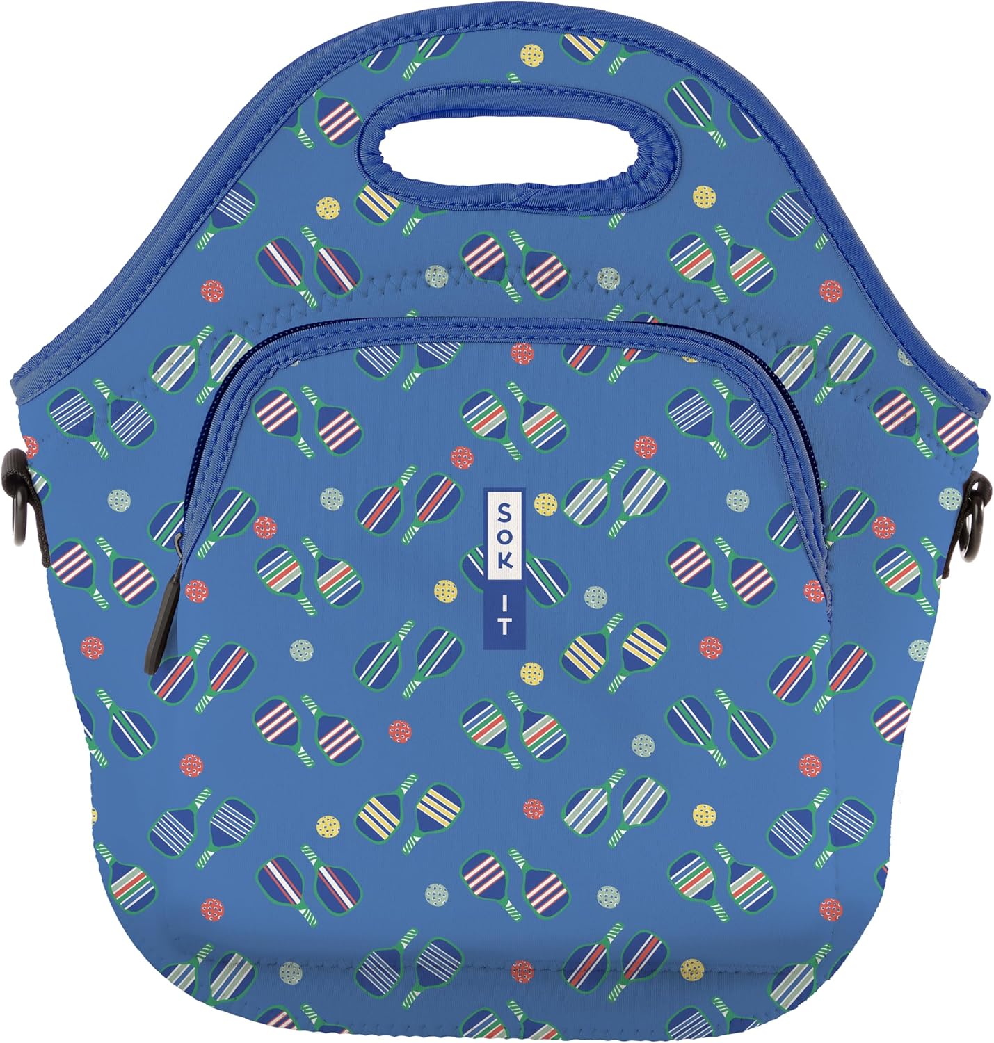 Sok It LunchTote Zippered Bag Insulated Neoprene Caddy (Pickleball, X-Large 6.5 Quart Lunch Tote)