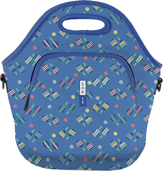 Sok It LunchTote Zippered Bag Insulated Neoprene Caddy (Pickleball, X-Large 6.5 Quart Lunch Tote)