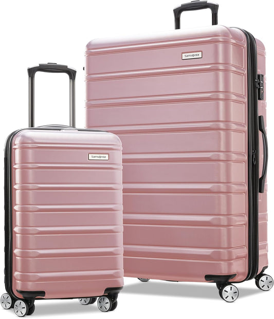 Samsonite Omni 2 Hardside Expandable Luggage with Spinner Wheels, 2-Piece Set (19/28), Rose Gold