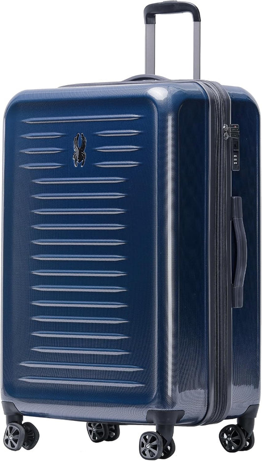 Spyder Rails 29 Inch Expandable Hardside Upright Suitcase with 360° Spinner Wheels, TSA Approved Lock, Navy