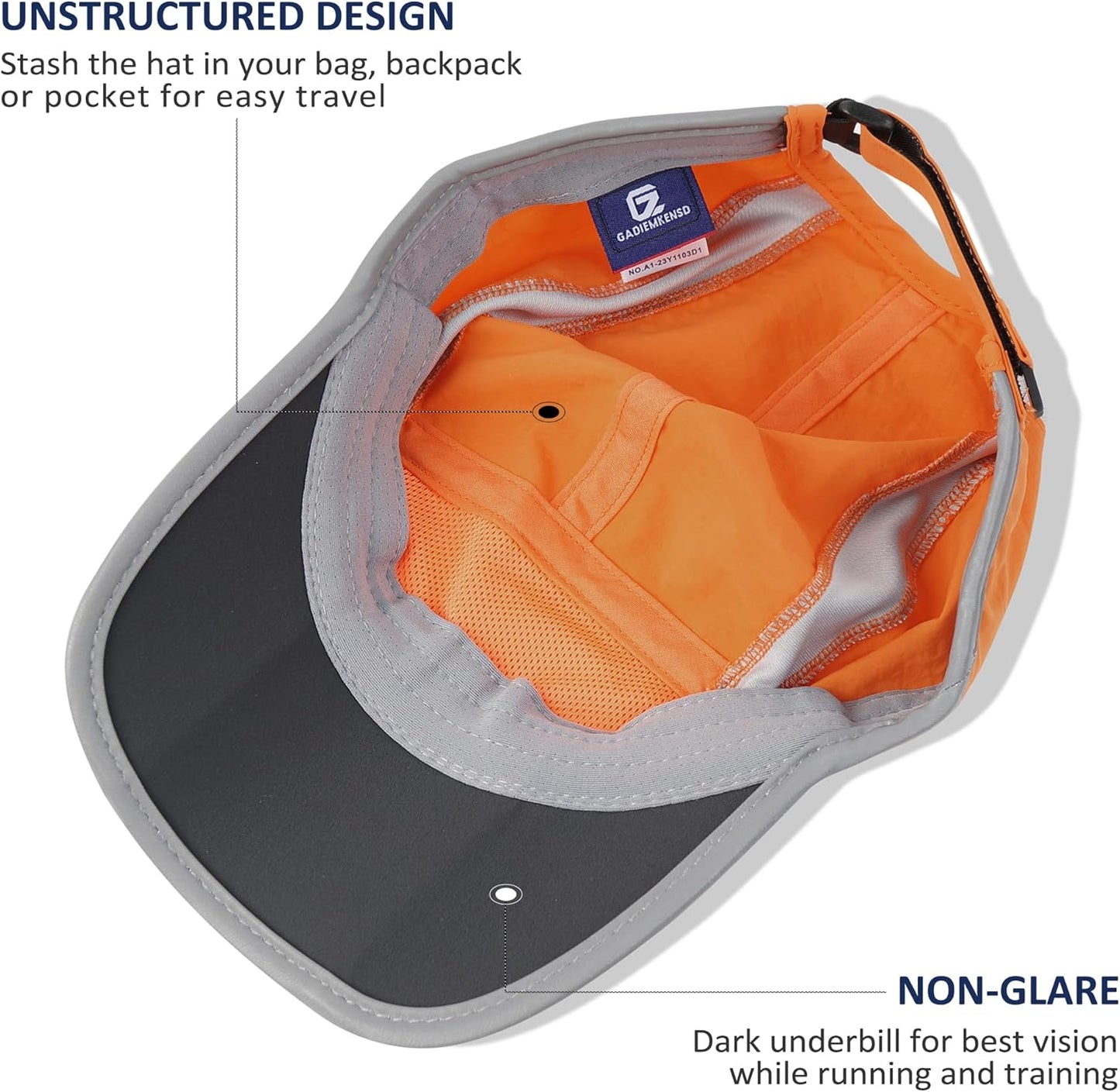 GADIEMKENSD Reflective Folding Outdoor Hat Unstructured Design UPF 50+ Sun Protection Sport Hats for Womens and Mens