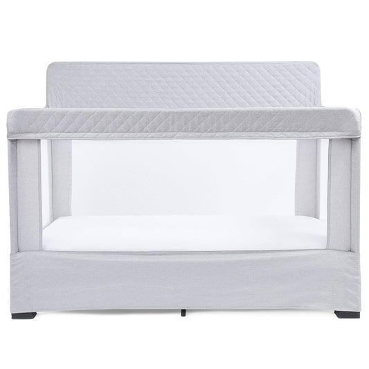 Baby Delight Lunaire Full Size Crib | Breathable Mesh Baby Crib | Tool-Free Assembly Baby Bed | Pebble Grey