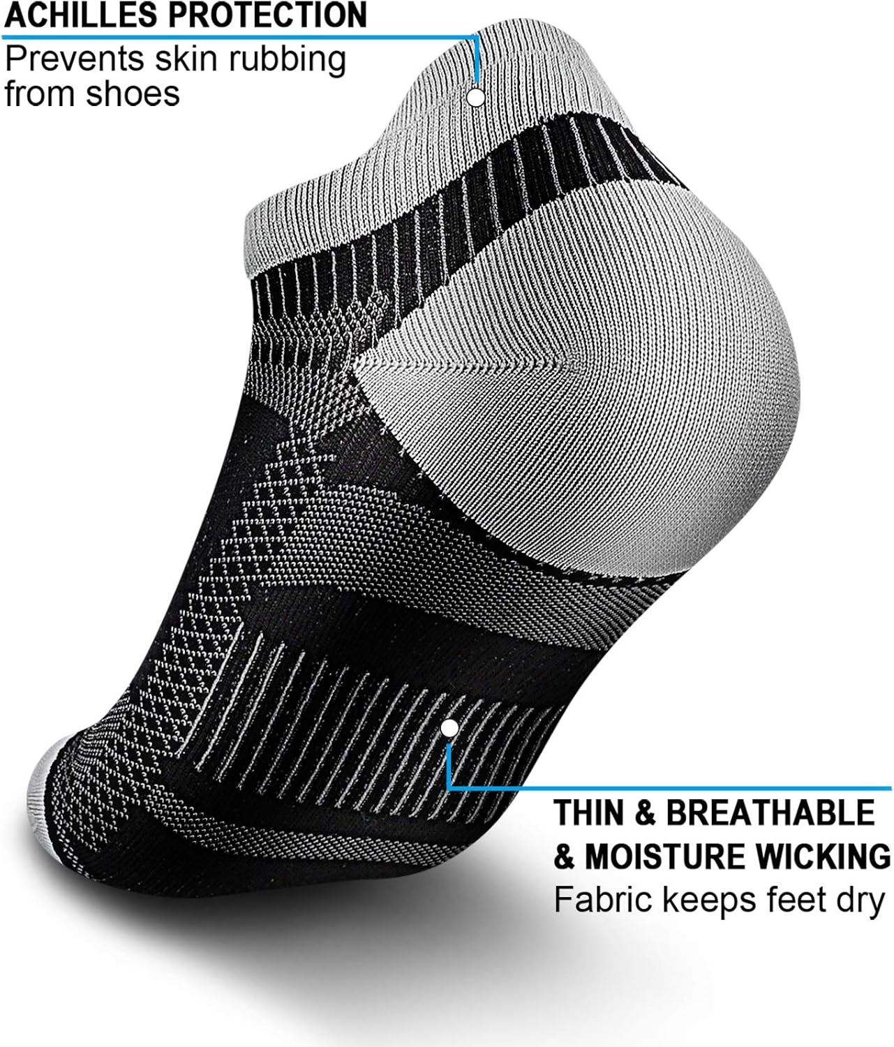 PAPLUS Ankle Compression Sock for Men and Women 2/4/6 Pairs, Low Cut Compression Running Sock with Ankle Support