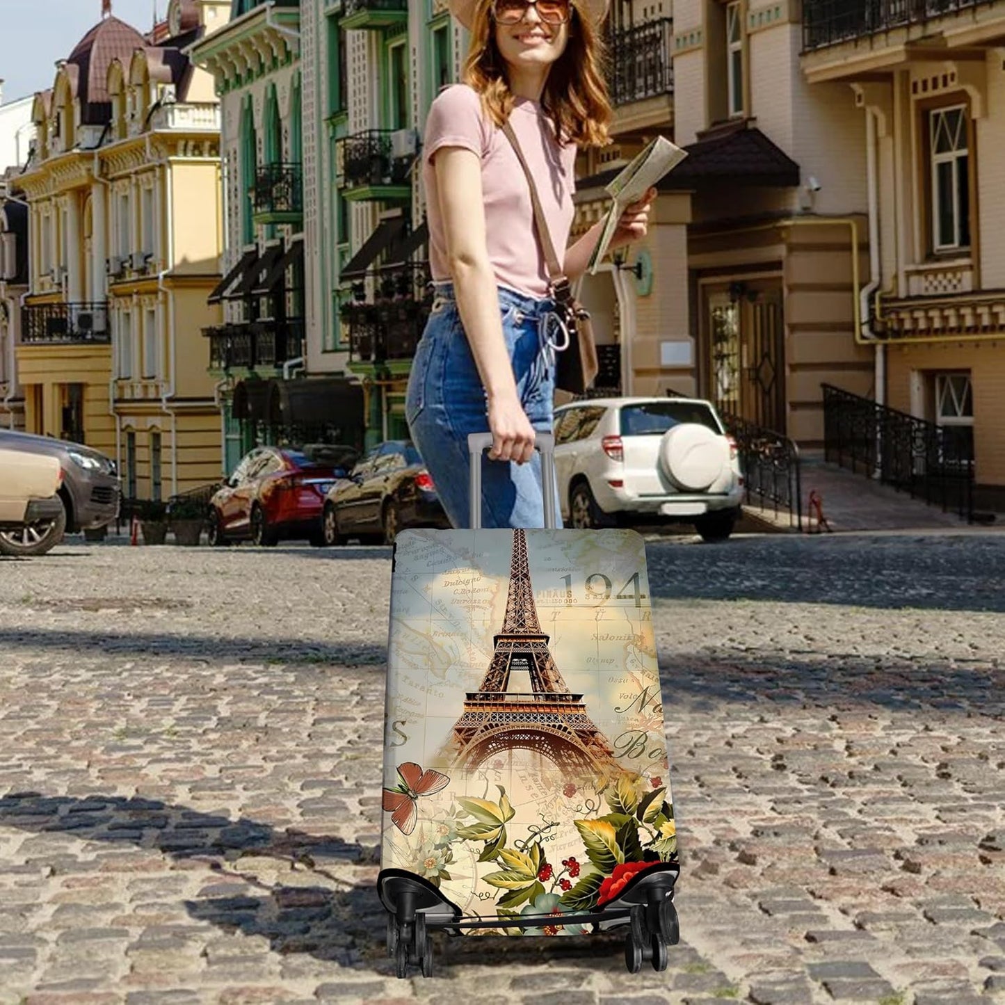 Travel Luggage Cover Suitcase Protector Fits 18-32 Inch Wheel Covers PatternedTravel Related Items Flower Luggage Protector Elastic S