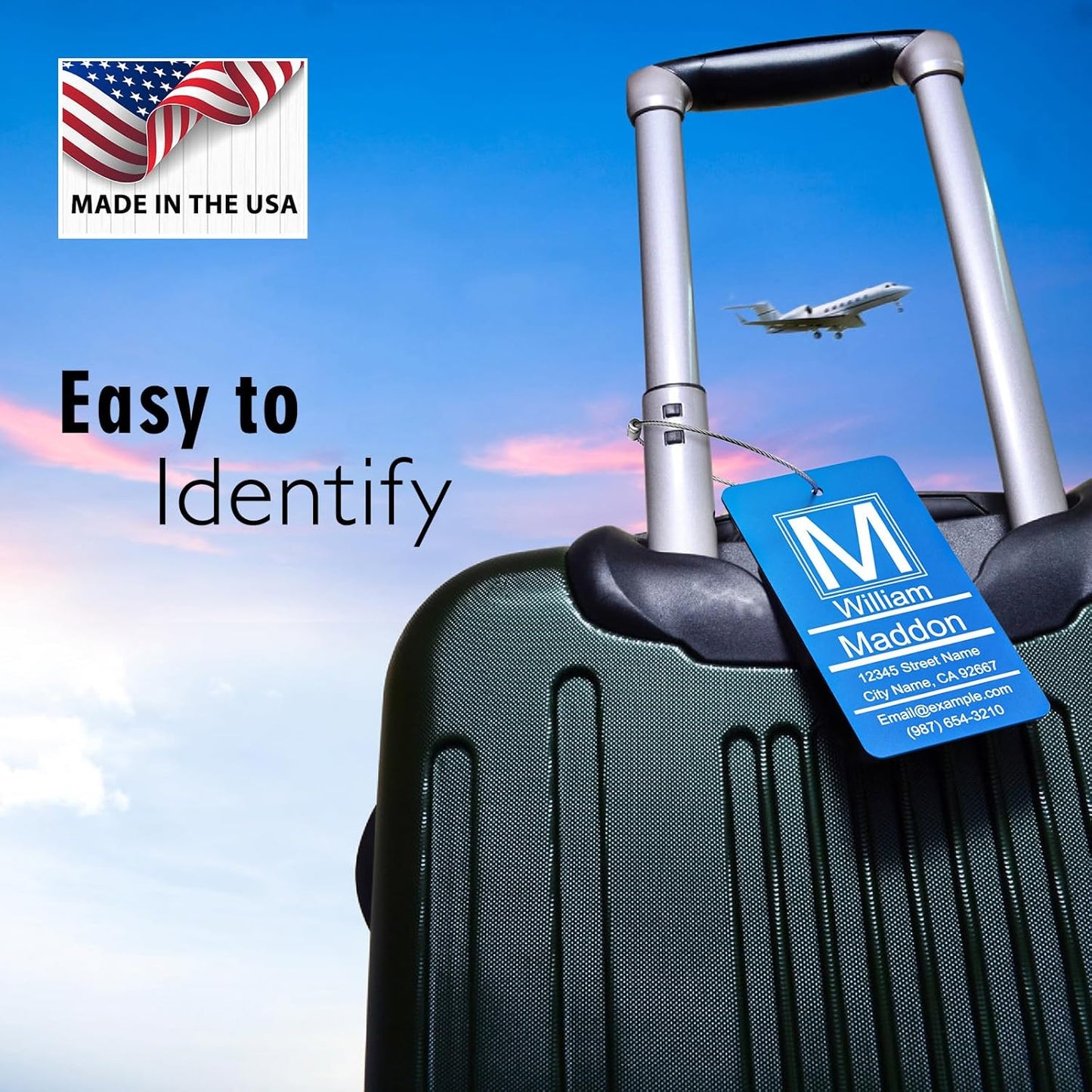 Luggage Tags for Suitcase - Personalized Engraved Metal Tag for Cruise Travel - Pink Custom Name Tags Suitable for Bags and Backpack No Underline (2x3.5 inch)