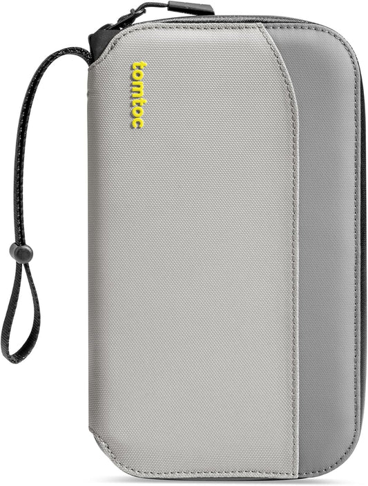 tomtoc Passport Holder Family with RFID Blocking, Passport Wallet Women Men, with Airtag & Sim Card Holder and Eject Pin, Travel Document Organizer with Wrist Strap, Up to 4 Passports, Water-resistant