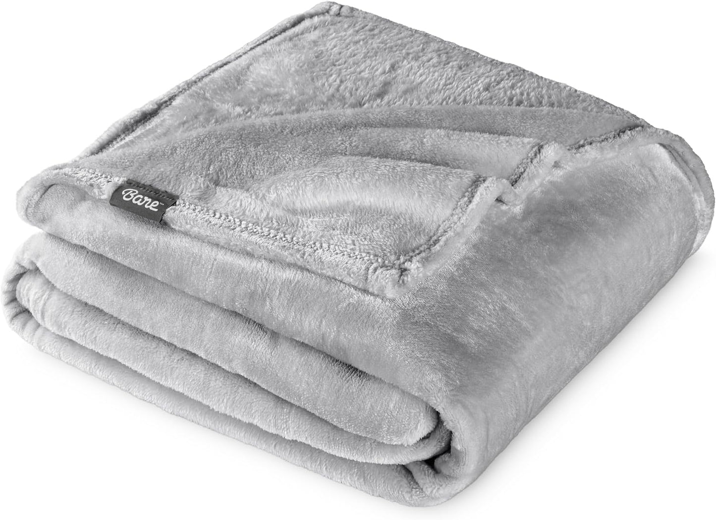 Bare Home Fleece Blanket - Throw/Travel - Ultra-Soft Lightweight for Bed, Sofa, and Couch - Luxury Microplush - Cozy Warm Blanket (Throw/Travel, Light Grey)