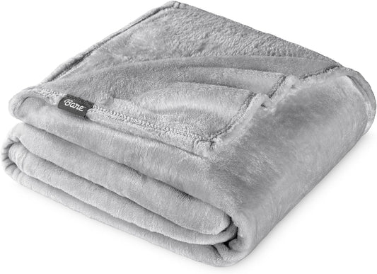 Bare Home Fleece Blanket - Full/Queen - Ultra-Soft Lightweight for Bed, Sofa, and Couch - Luxury Microplush - Cozy Warm Blanket (Full/Queen, Light Grey)