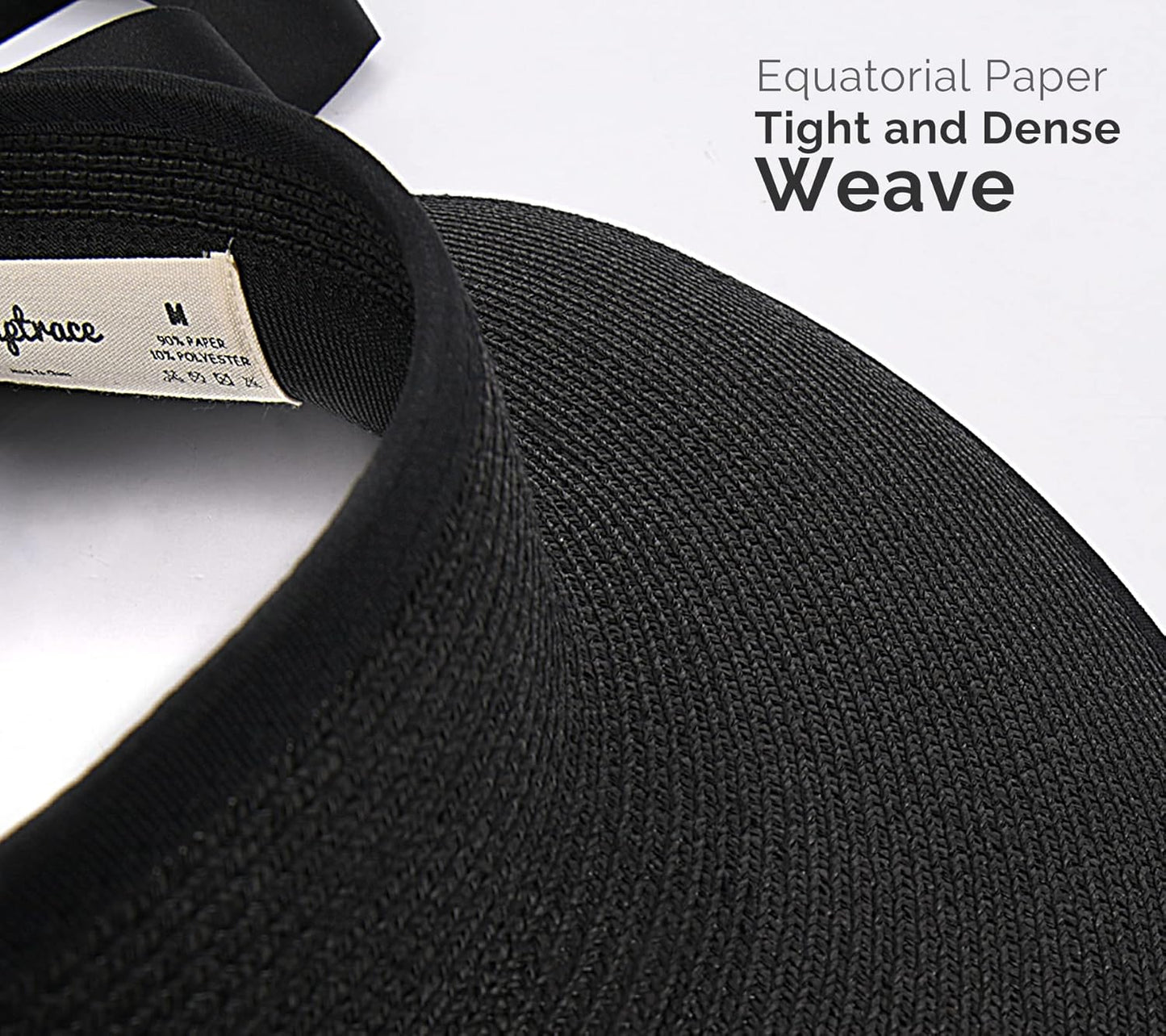 Camptrace Sun Visors for Women Wide Brim Beach Hat Foldable Straw Visor Hat Ponytail Summer Packable UPF 50+