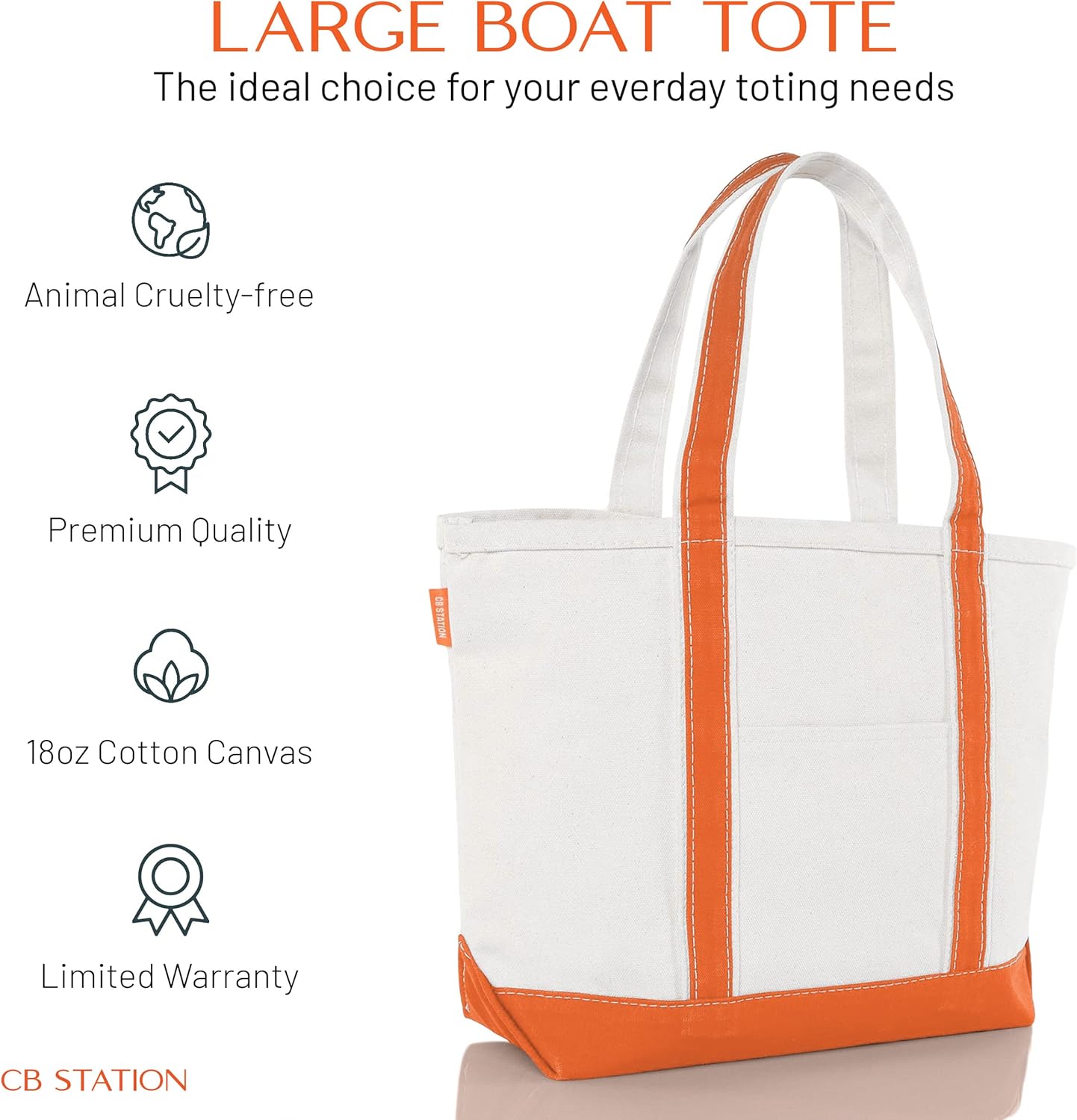 CB STATION Medium Classic Canvas Tote Bag for Women, Top Zipper Closure, Outer Pocket, Daily Essentials, Groceries, Traveling