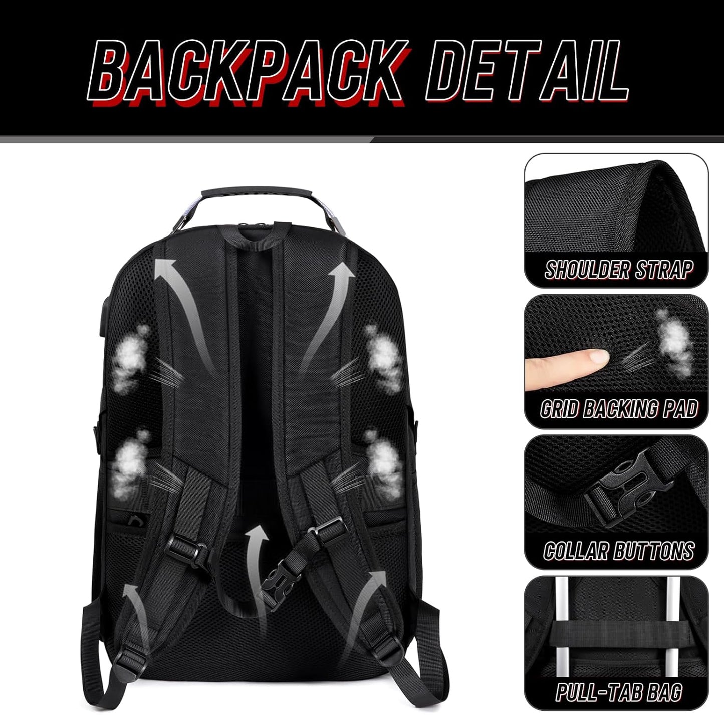 Z-MGKISS Big Travel Backpack, Large Laptop Backpack, TSA Approved Bag 50L, Anti-Theft Water Resistant Computer Daypack 17.3 Inch, Red