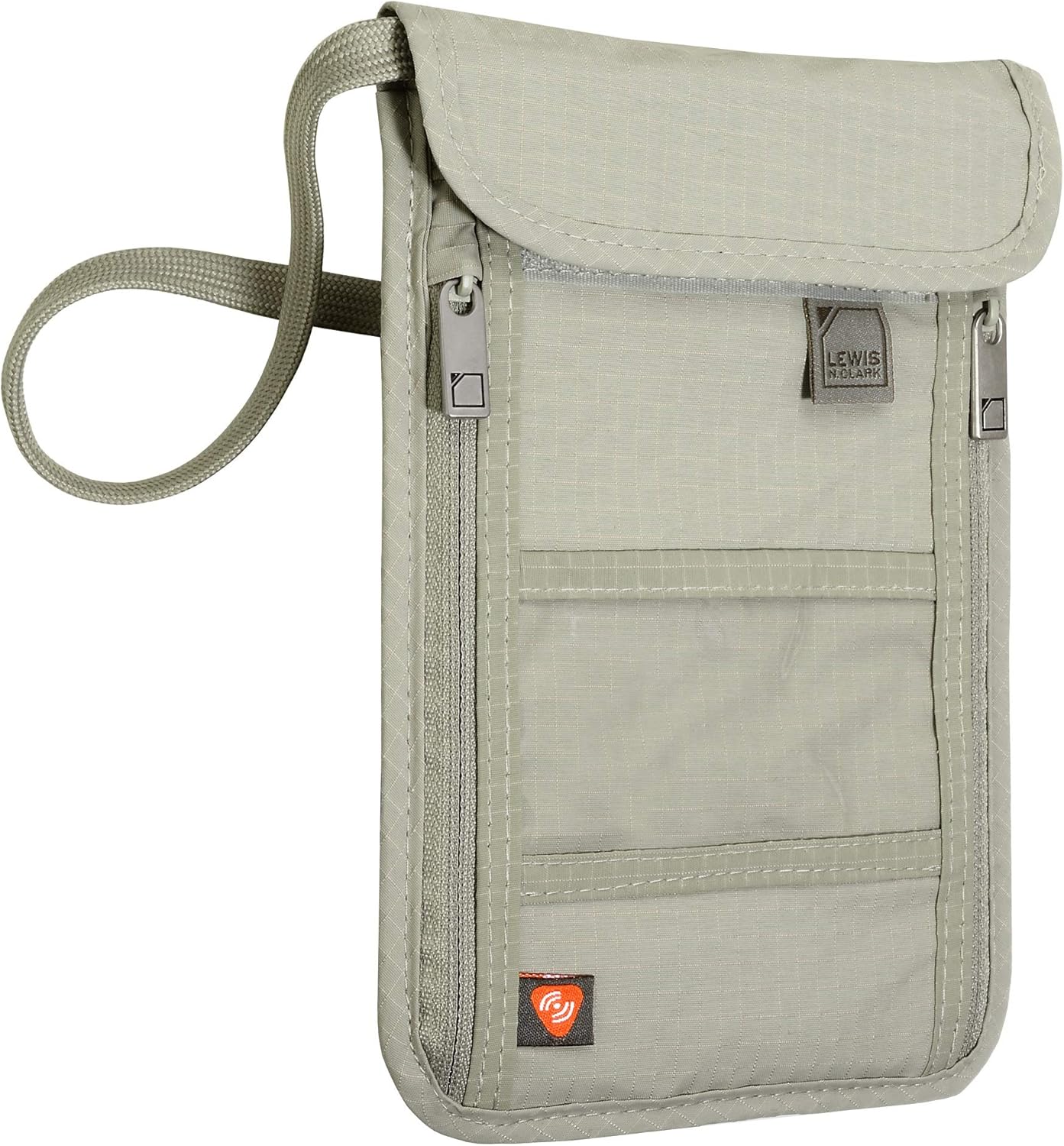 Lewis N. Clark RFID Blocking Stash Neck Wallet, Travel Pouch + Passport Holder for Women & Men, Taupe, One Size