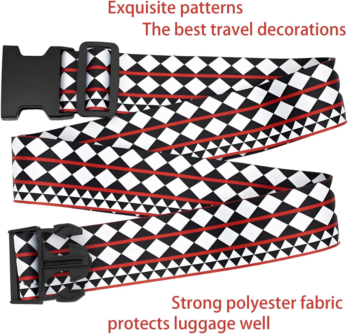 Geometric Arts Luggage Straps for Suitcases, Adjustable Luggage Travel Belt to Keep Luggage Security While Travel, Strong Polyester Fabric, Easy-to-Recognize Funny Pattern Travel Accessories, 2 Pack