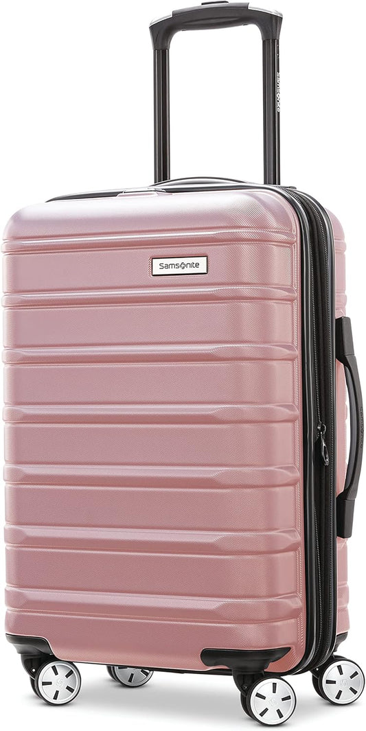 Samsonite Omni 2 International Carry-On Luggage with 360° Spinner Wheels - Scratch Resistant Hardshell - TSA, Airline-Approved - Expandable Polycarbonate Shell for Lightweight Travel - Rose Gold