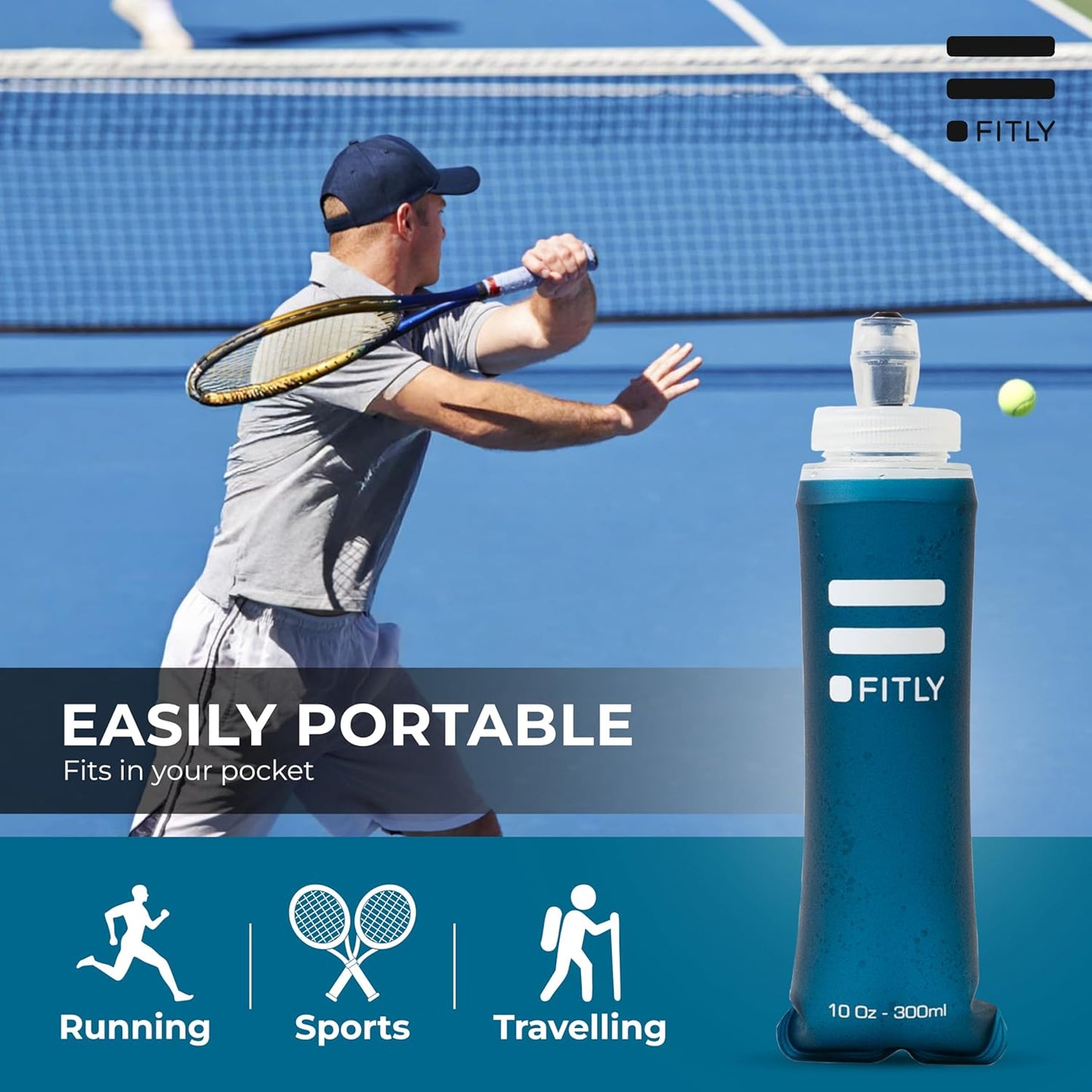Soft Flask - Shrink As You Drink Soft Water Bottle for Hydration Pack - Folding Water Bottle Ideal for Running, Hiking, Cycling, Climbing & Rigorous Activity