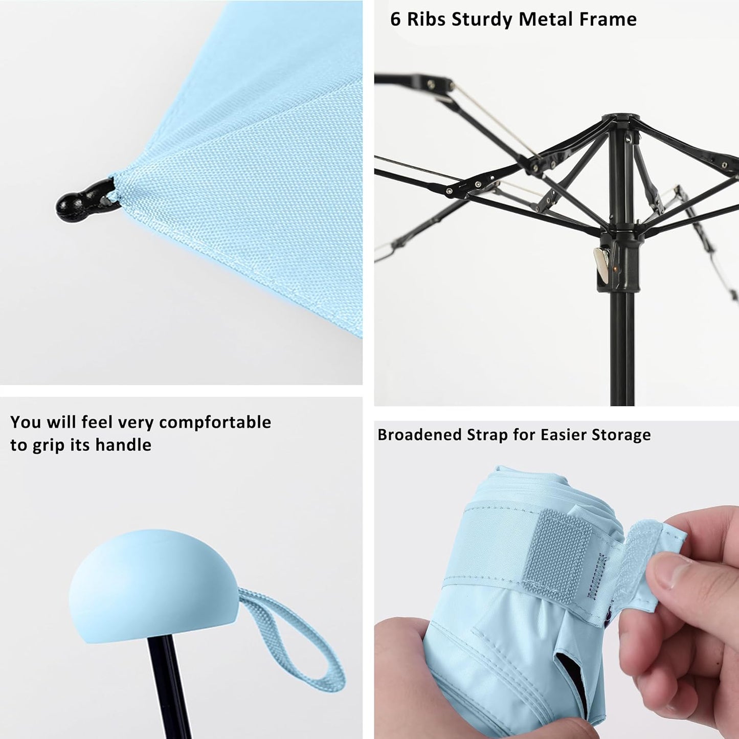 BAODINI Travel Mini Umbrella for Purse With Case Small Compact UV Sun Protection Sun Lightweight Tiny Pocket Umbrella for Women Kids and Men