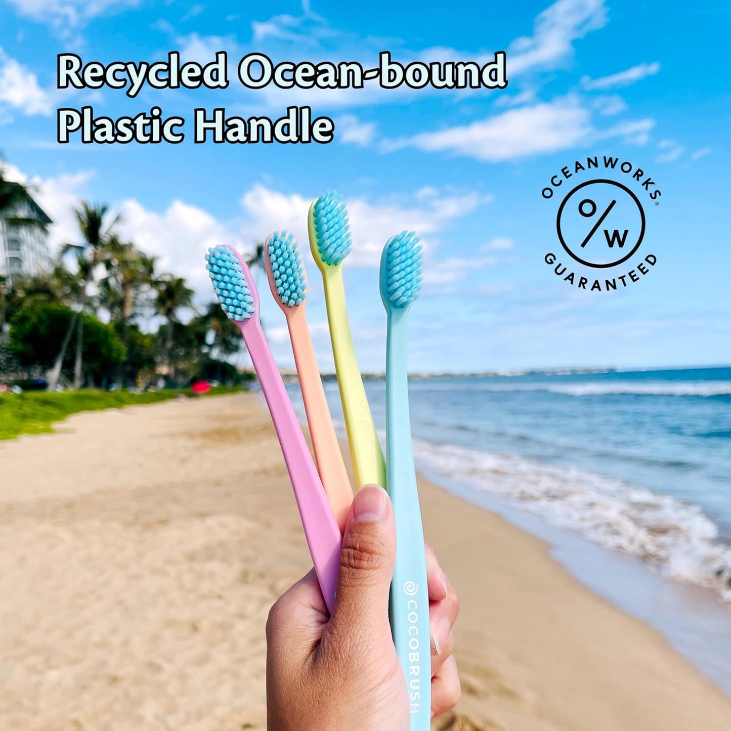 Cocofloss Cocobrush, Ultra-Soft Manual Toothbrush, Dentist-Designed, Gentle on Gums, Made from Recycled Plastic, Orange Zest