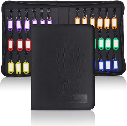 Key Organizer Case, Portable Key Organizers Box with 36 Key Hooks and Tags Landlord Key Holder, Zippered Key Case for Home and Office Multi Key Organizers