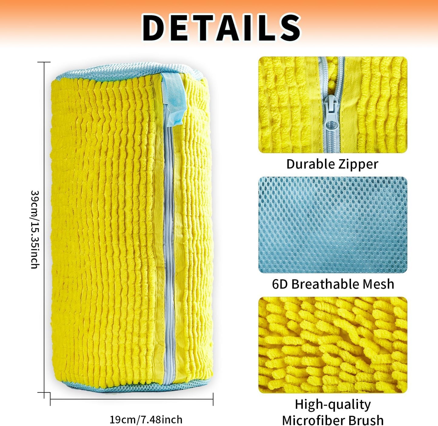Shoe Washing Machine Bag, 2Pcs Reusable Shoe Cleaning Bag for Washing Machine, Shoe Laundry Bag for Washer, Cleaner bag for Sneakers Tennis Shoes (Yellow 2pcs)