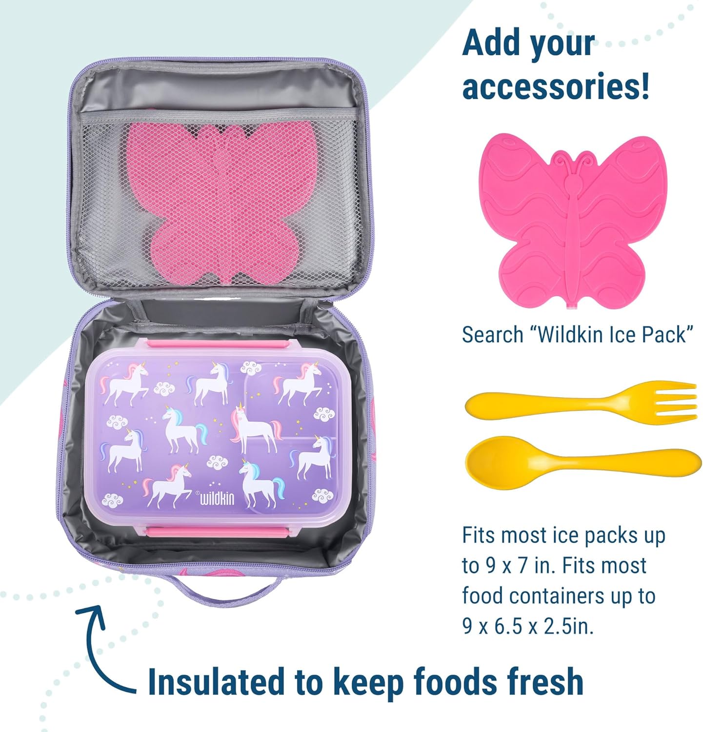 Wildkin Kids Insulated Lunch Box – Durable and Reusable for School & Travel - Big Dot Aqua