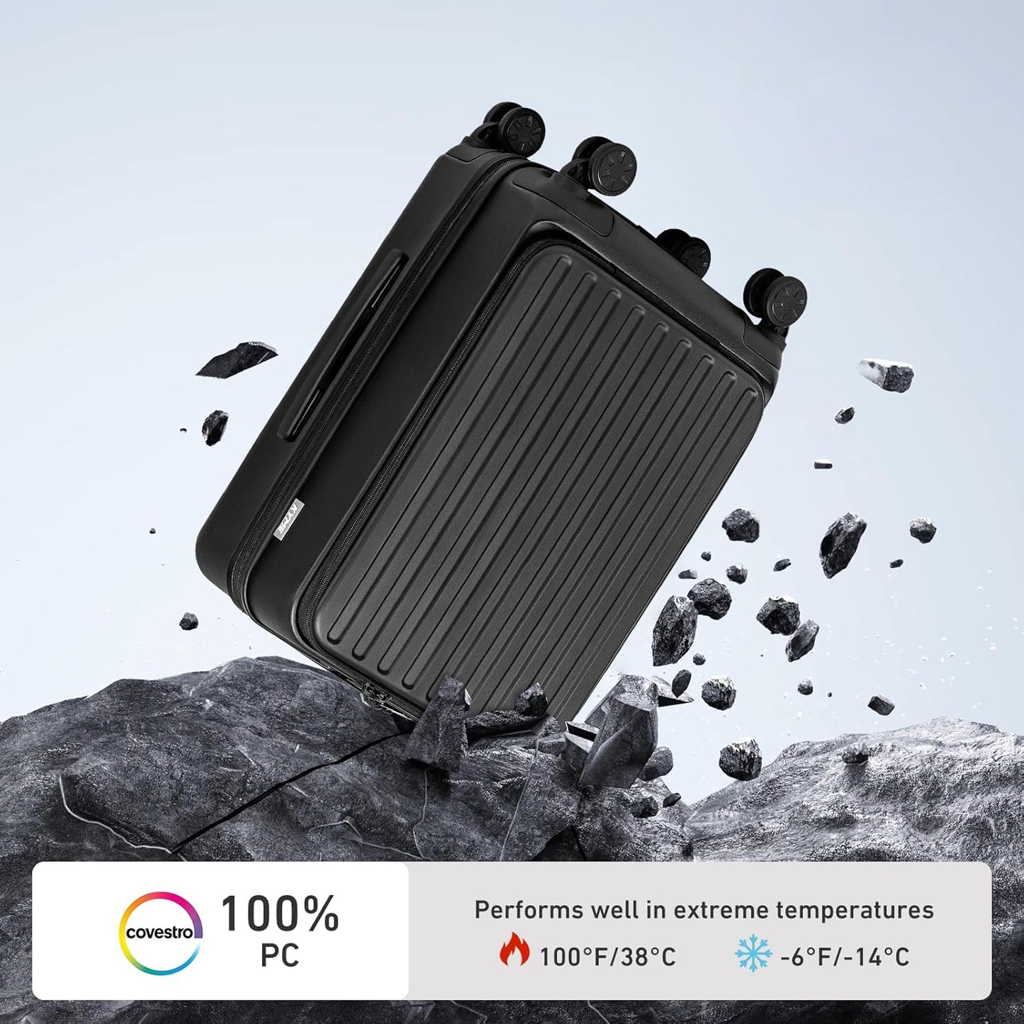 KYME 30-Inch Large Checked Luggage, 100% PC Hardside Suitcase with TSA Lock & Double Spinner Wheels, Durable Travel Hard Shell for Men & Women (Black)